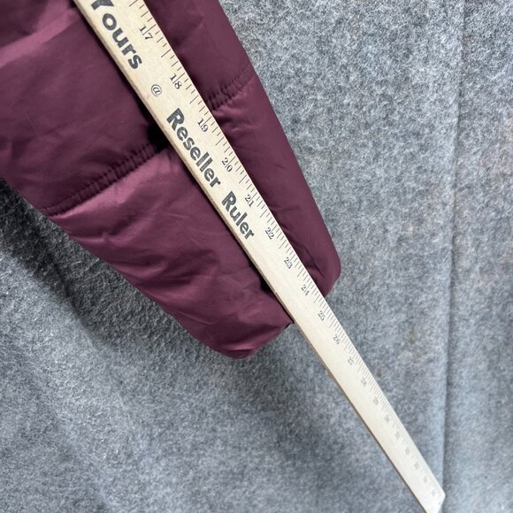 Puma Jacket Women Small Burgundy Full Zip Puffer Essentials Padded Parka Winter - Picture 3 of 13